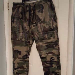 Men Camiflage Leather Pants